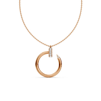 Open Circle Diamond Pendant Rose Gold