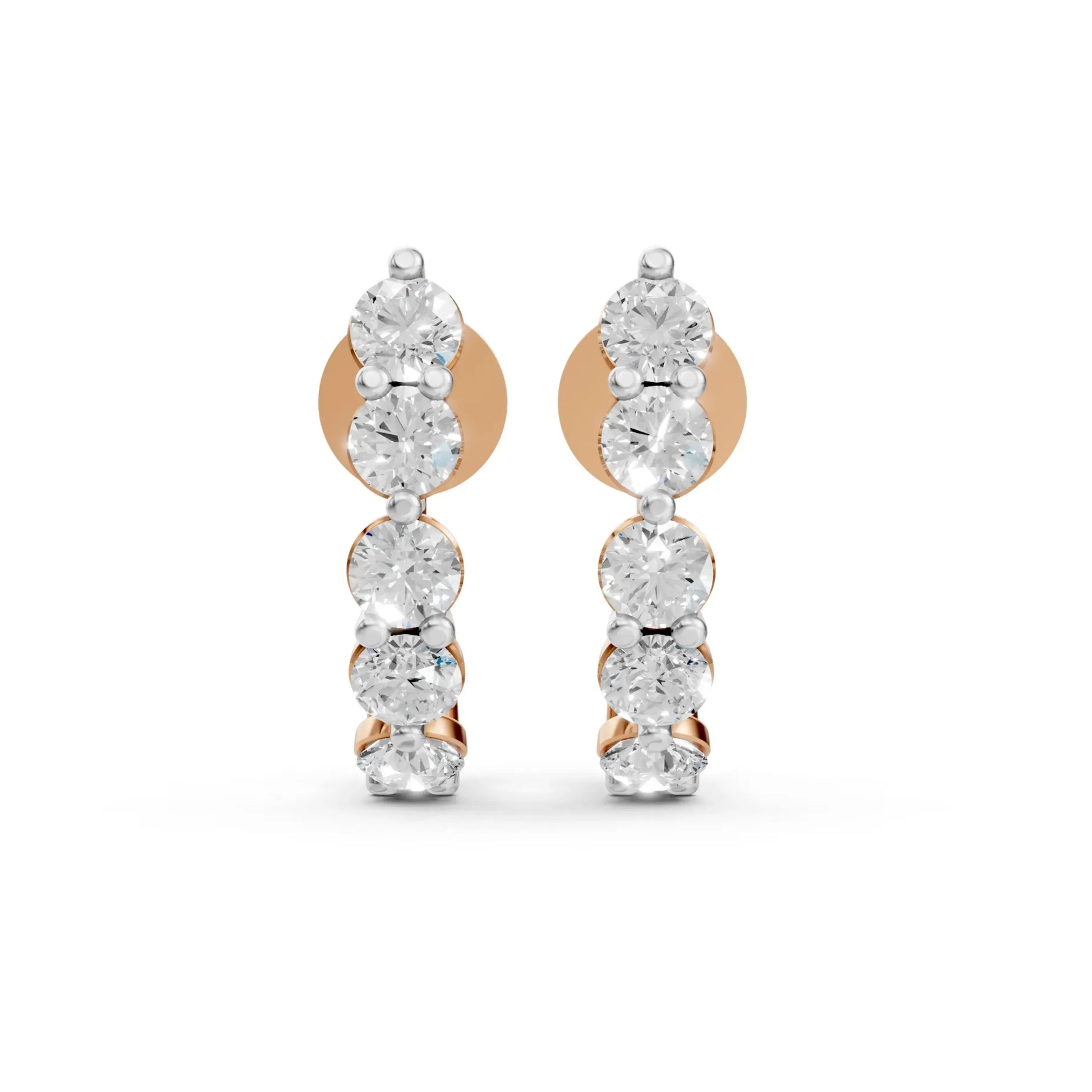 Round Half Hoop Earrings Rose Gold