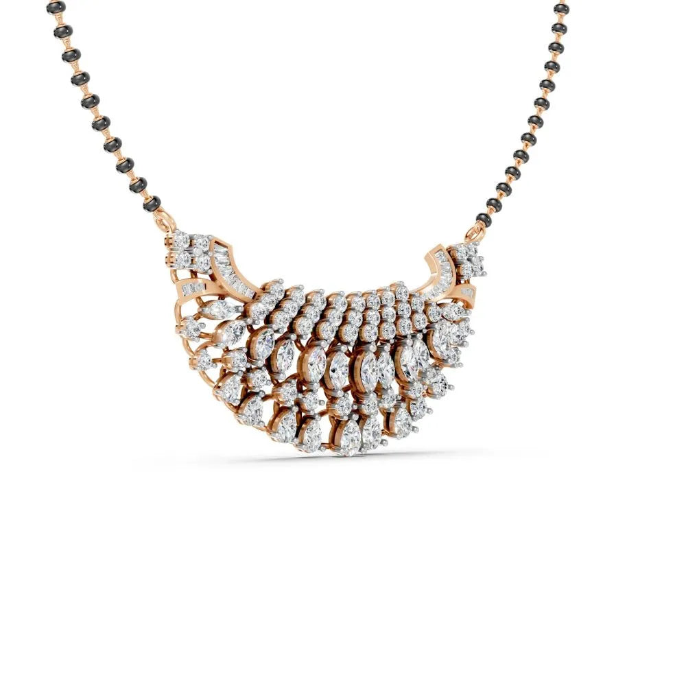 Statement Diamond Mangalsutra with Marquise & Round Accents Rose Gold