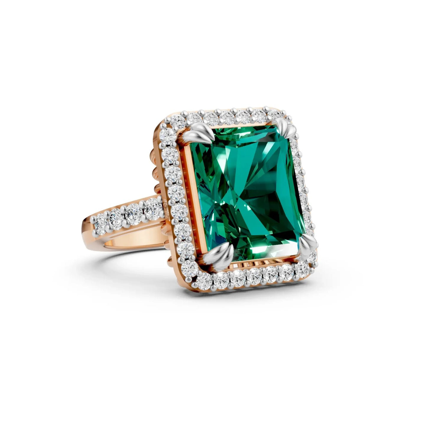 Cushion Halo Statement Ring Rose Gold