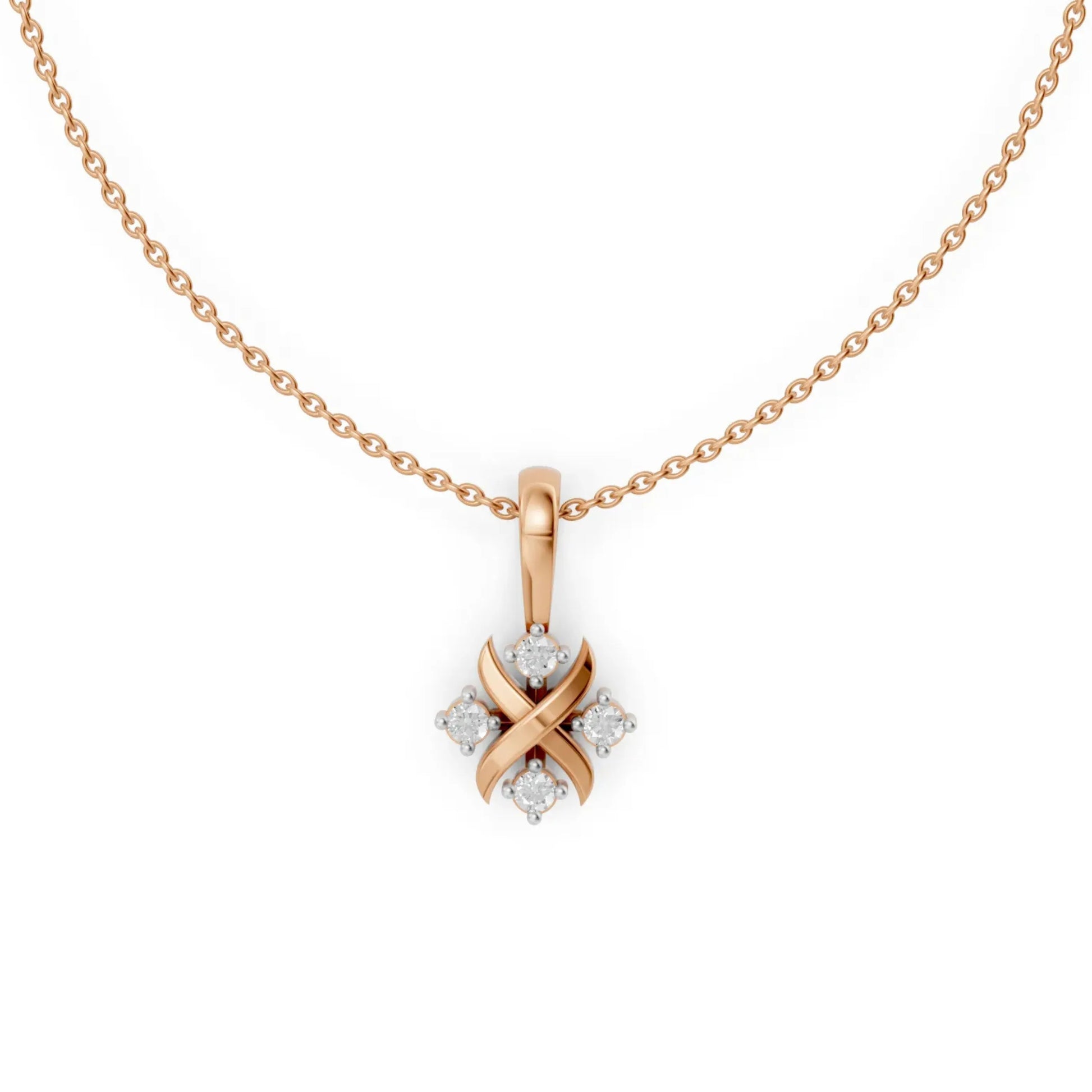 Cross Cluster Pendant Rose Gold