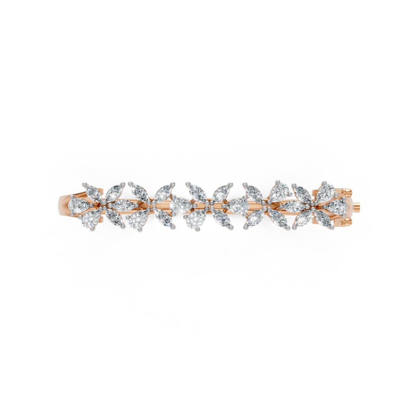 Exquisite Round and Marquise Diamond Bangle Rose Gold