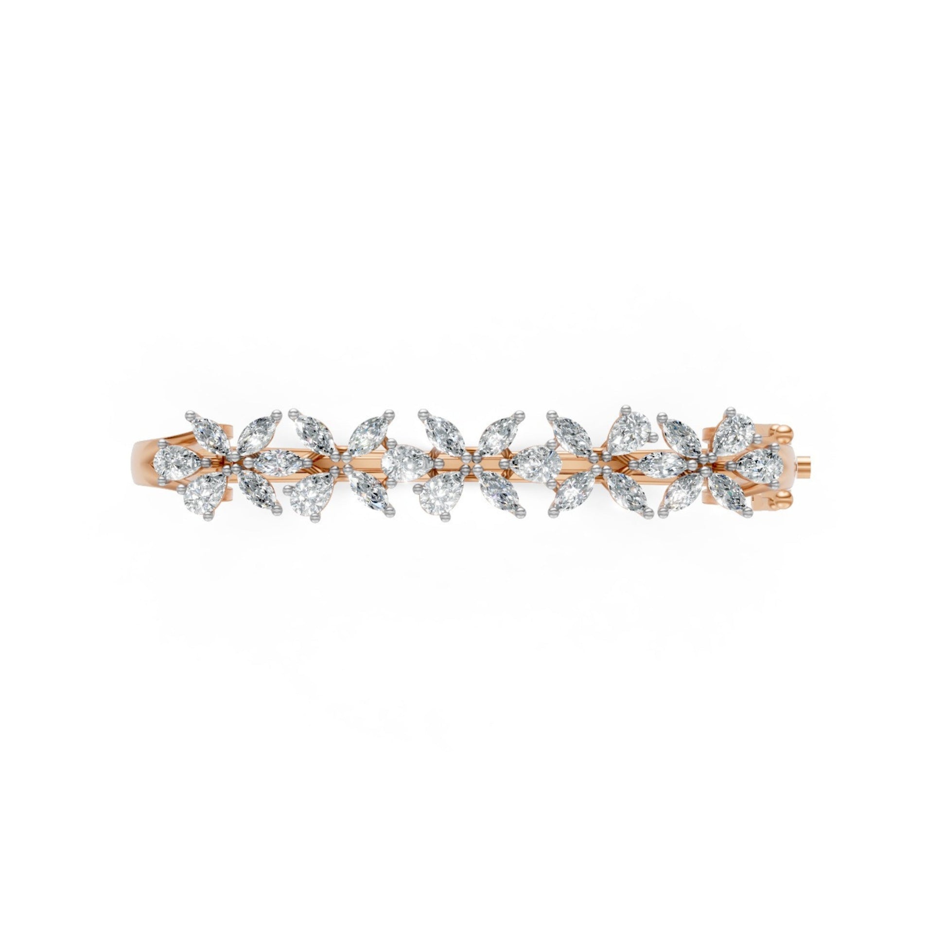 Exquisite Round and Marquise Diamond Bangle Rose Gold