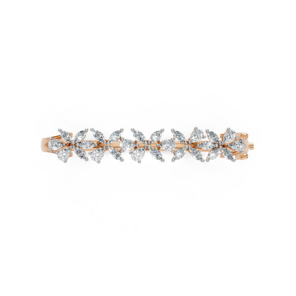 Exquisite Round and Marquise Diamond Bangle Rose Gold