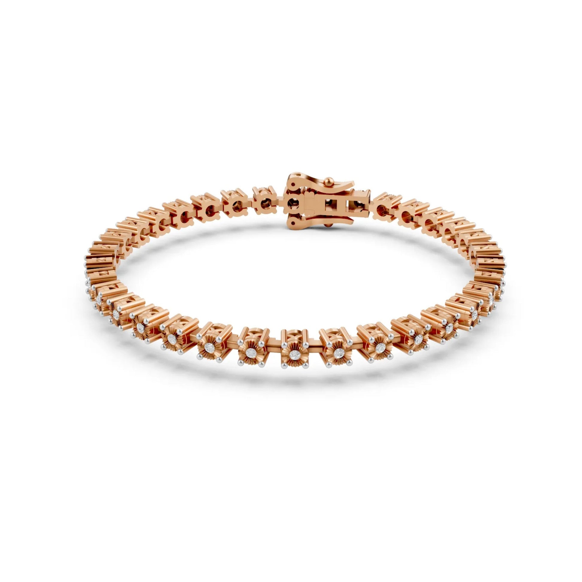 Prong-Set Diamond Tennis Bracelet Rose Gold