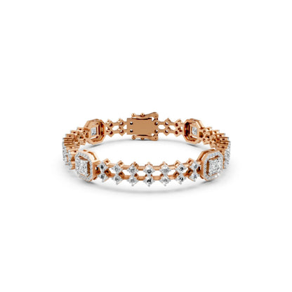 Diamond Bracelet with Halo Stations Rose Gold