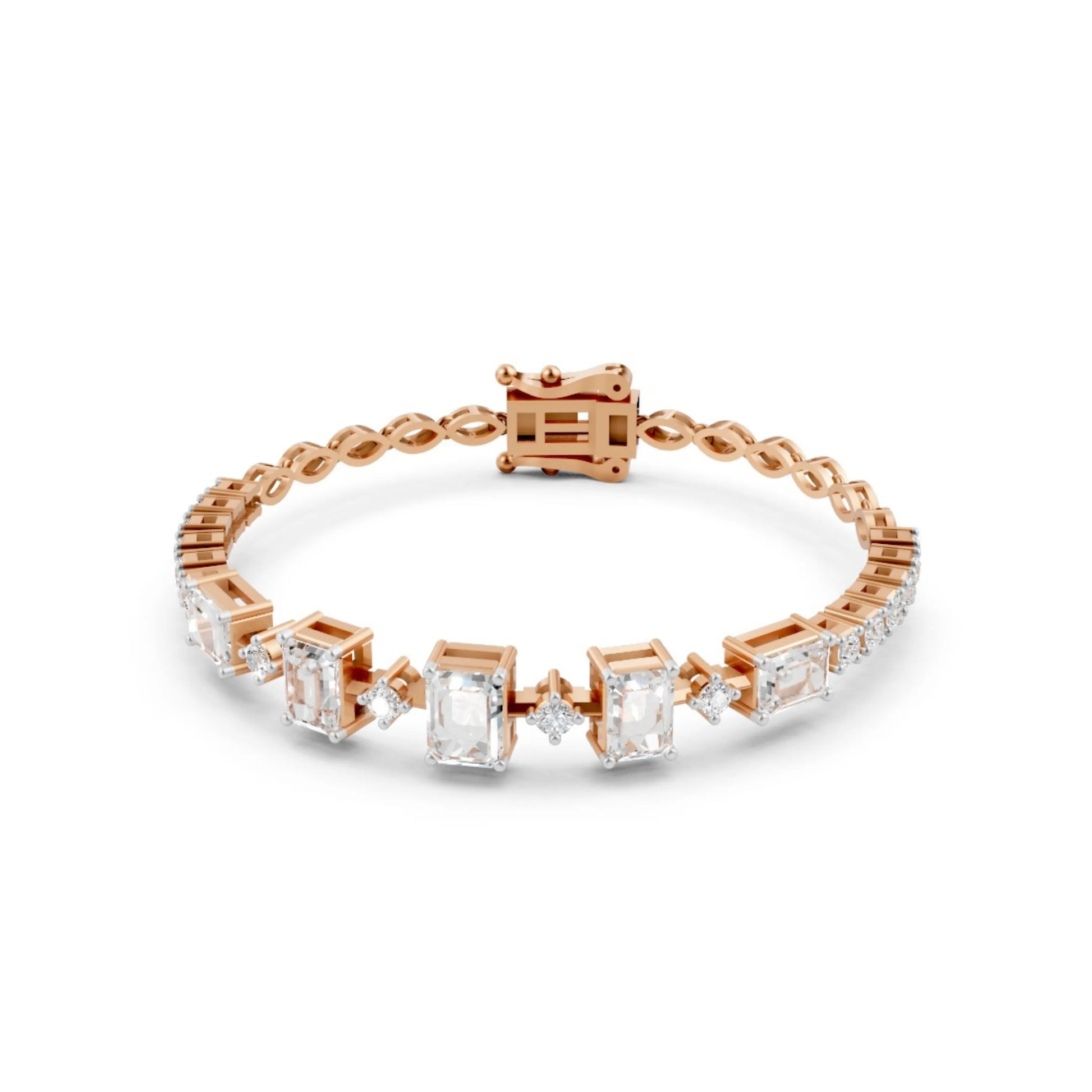 Emerald-Cut Diamond Bracelet Rose Gold