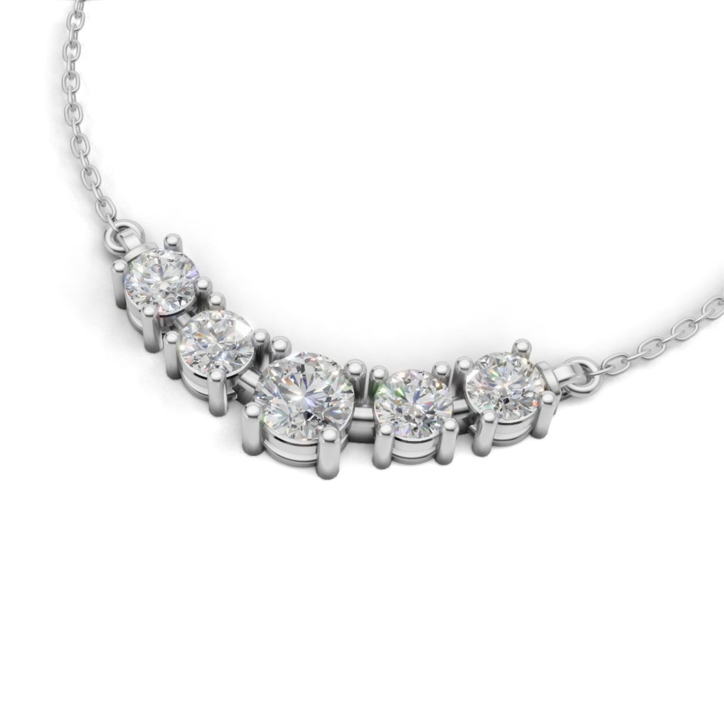 Round Cluster Diamond Necklace White Gold
