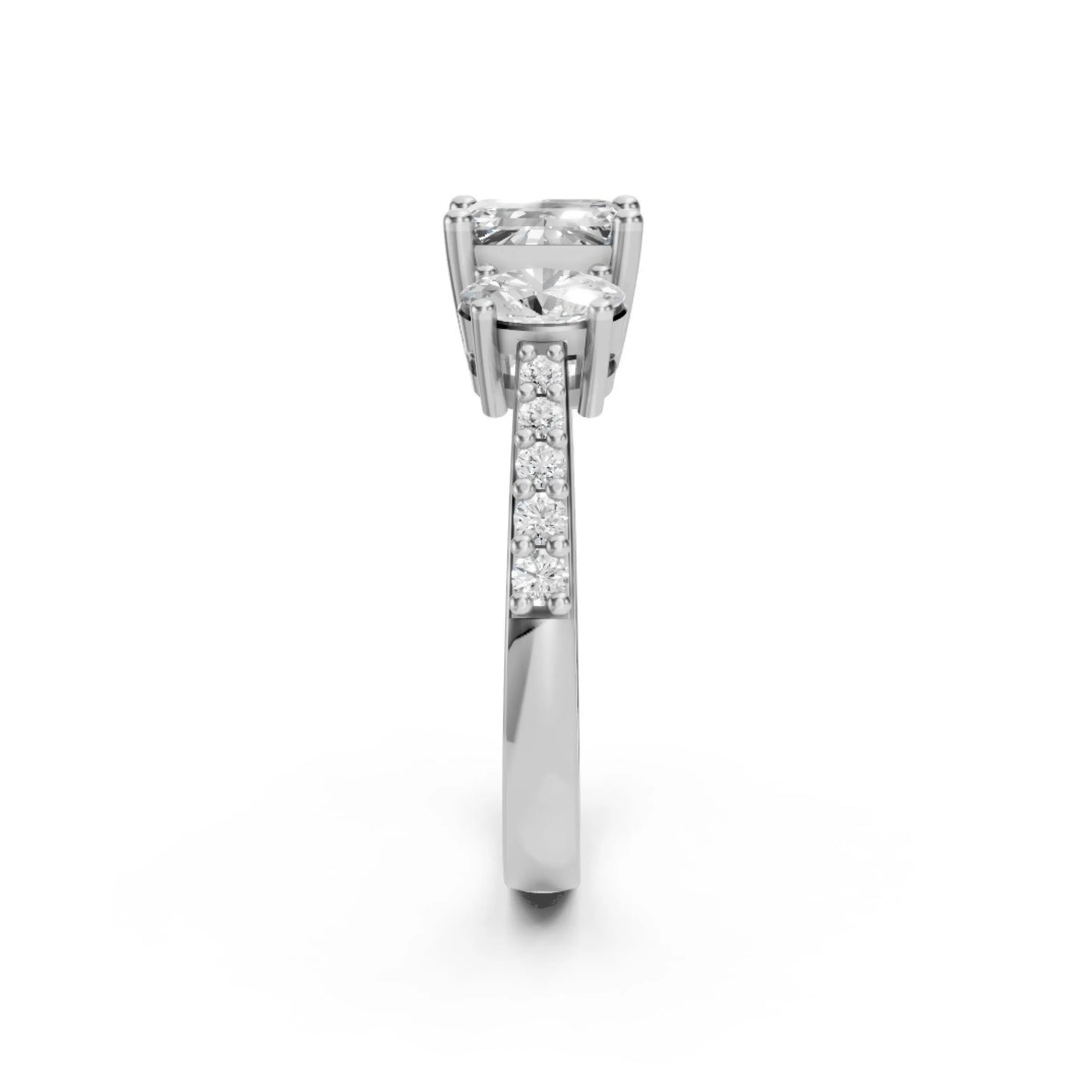 Radiant Three-Stone Ring White Gold