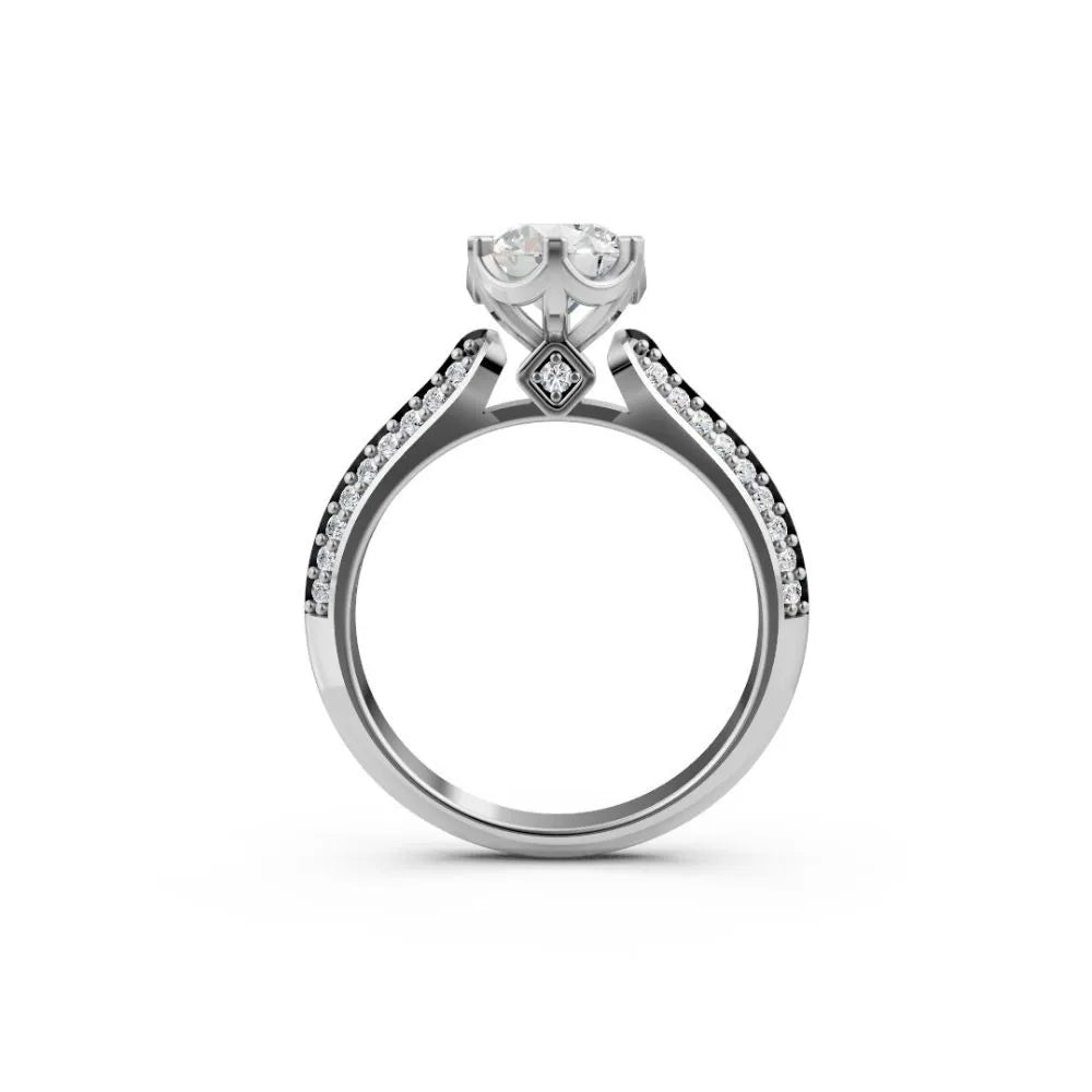 Brilliance Band Round Solitaire Ring White Gold