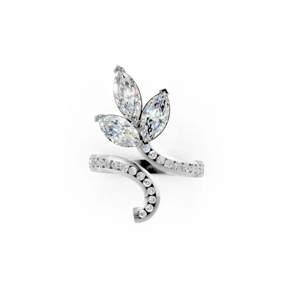 NatureWhirl Leaf Diamond Ring White Gold