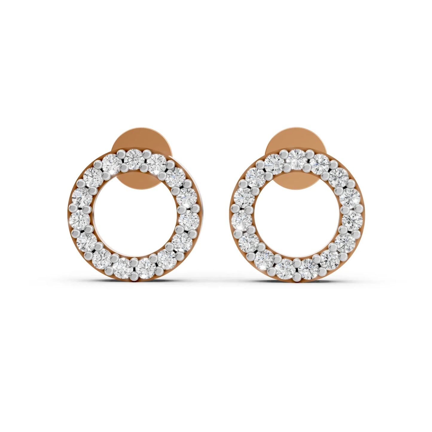 Open Circle Diamond Stud Earrings Rose Gold