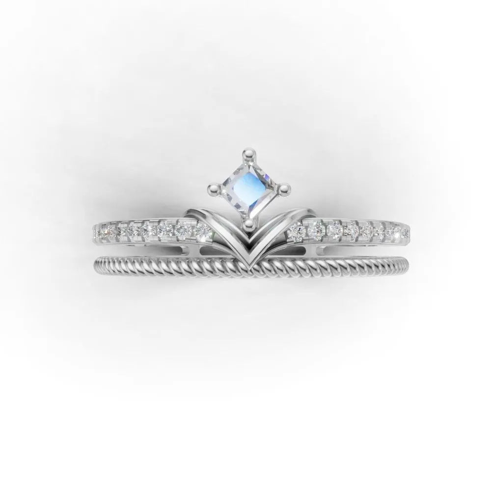 TwistCrown Princess Cut Ring White Gold