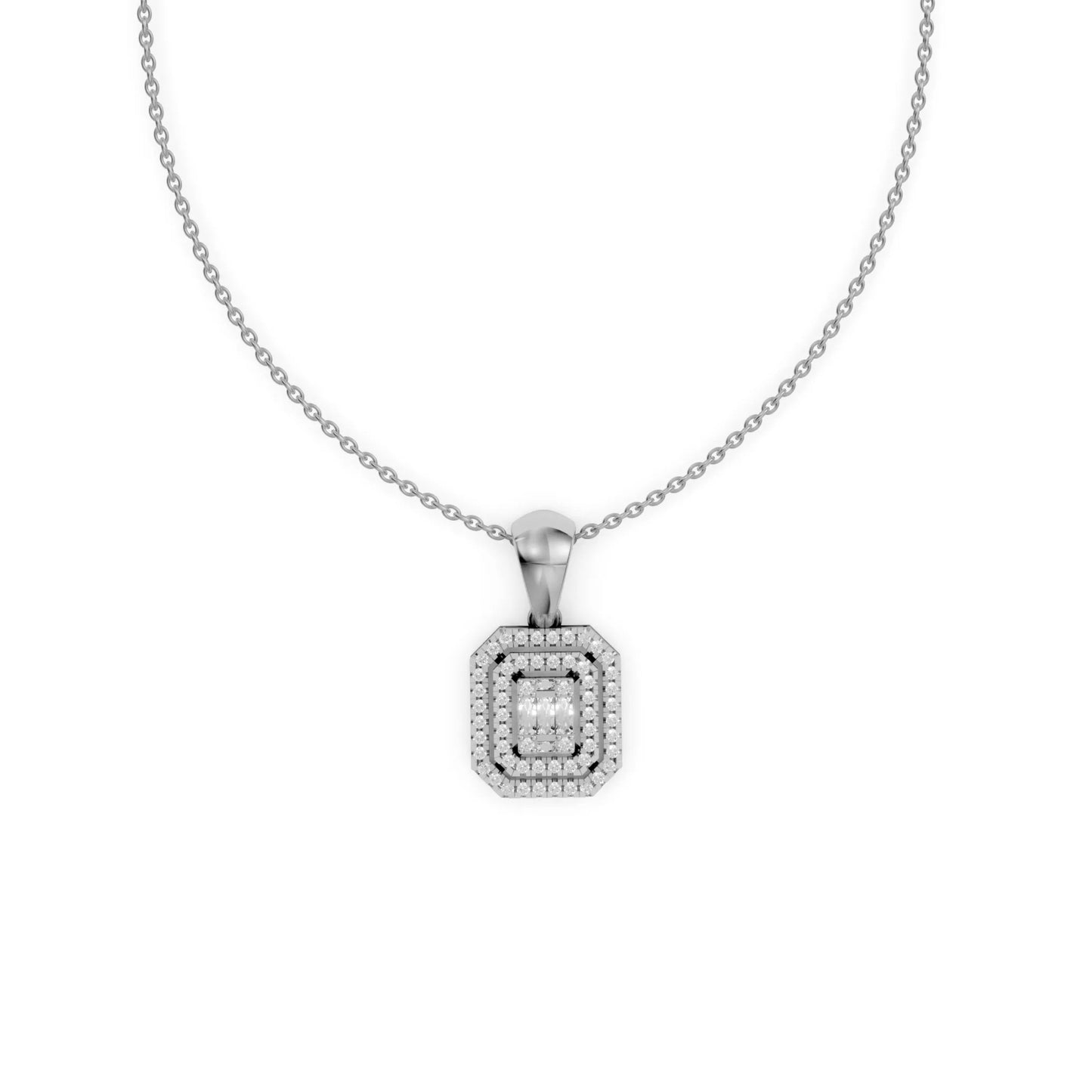 Emerald Halo Pendant White Gold