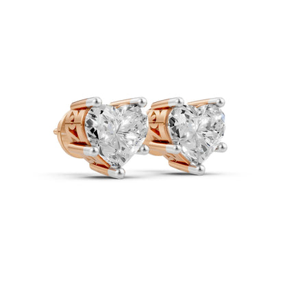 Heart-Shaped Diamond Stud Rose Gold