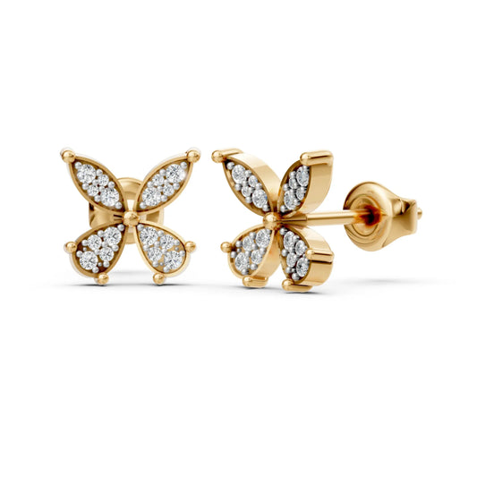 Round Diamond Earrings – Studs & Hoops Yellow Gold