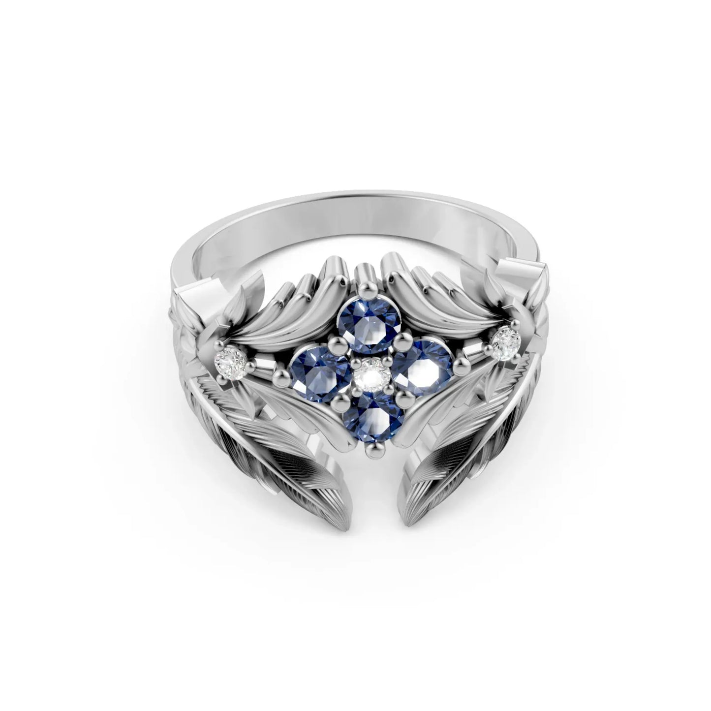 TanzanLeaf Diamond Ring White Gold