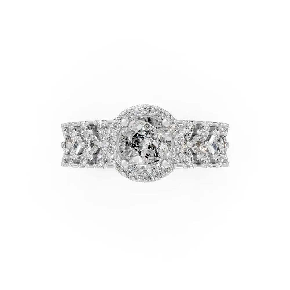 HaloBloom Cluster Bridal Ring Set White Gold