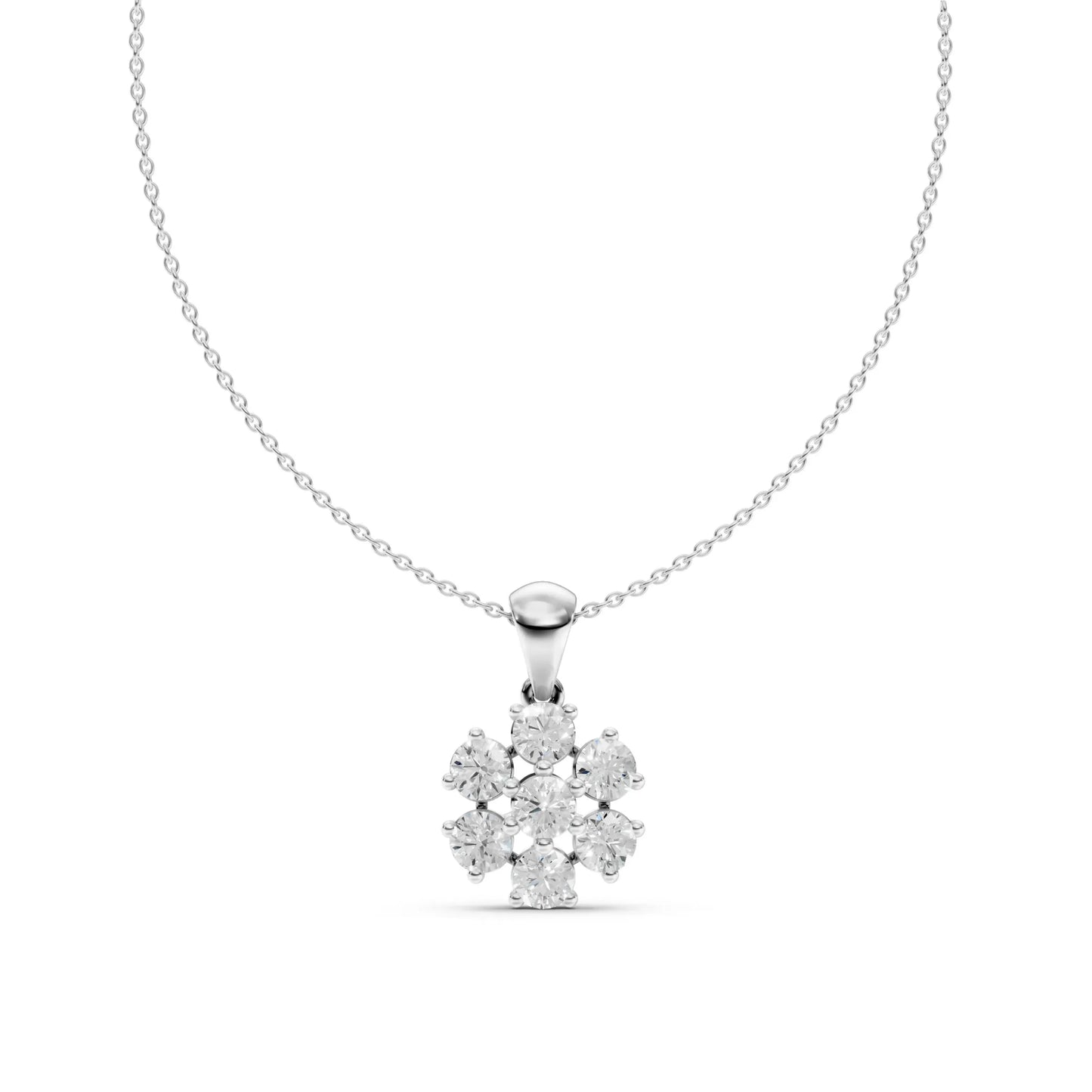Six-Stone Floral Pendant White Gold