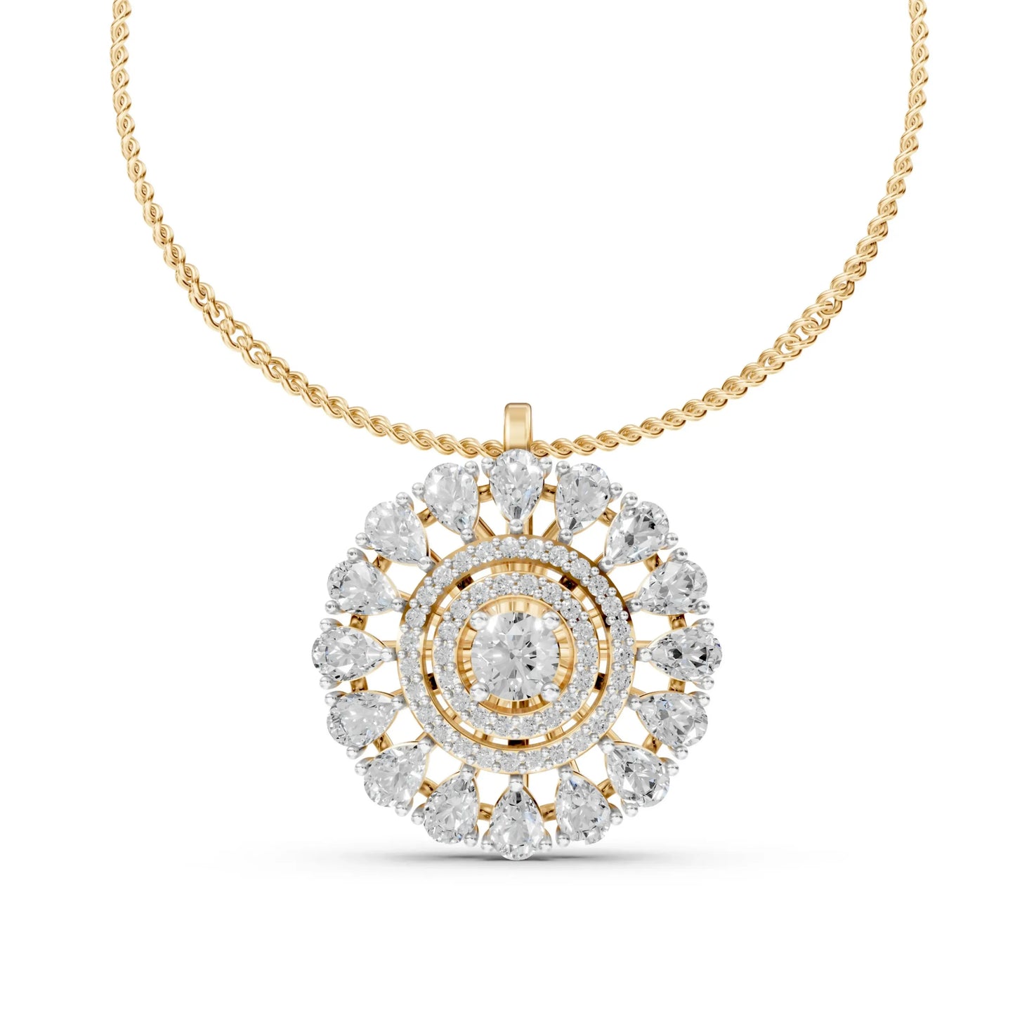 Grand Halo Pendant Yellow Gold