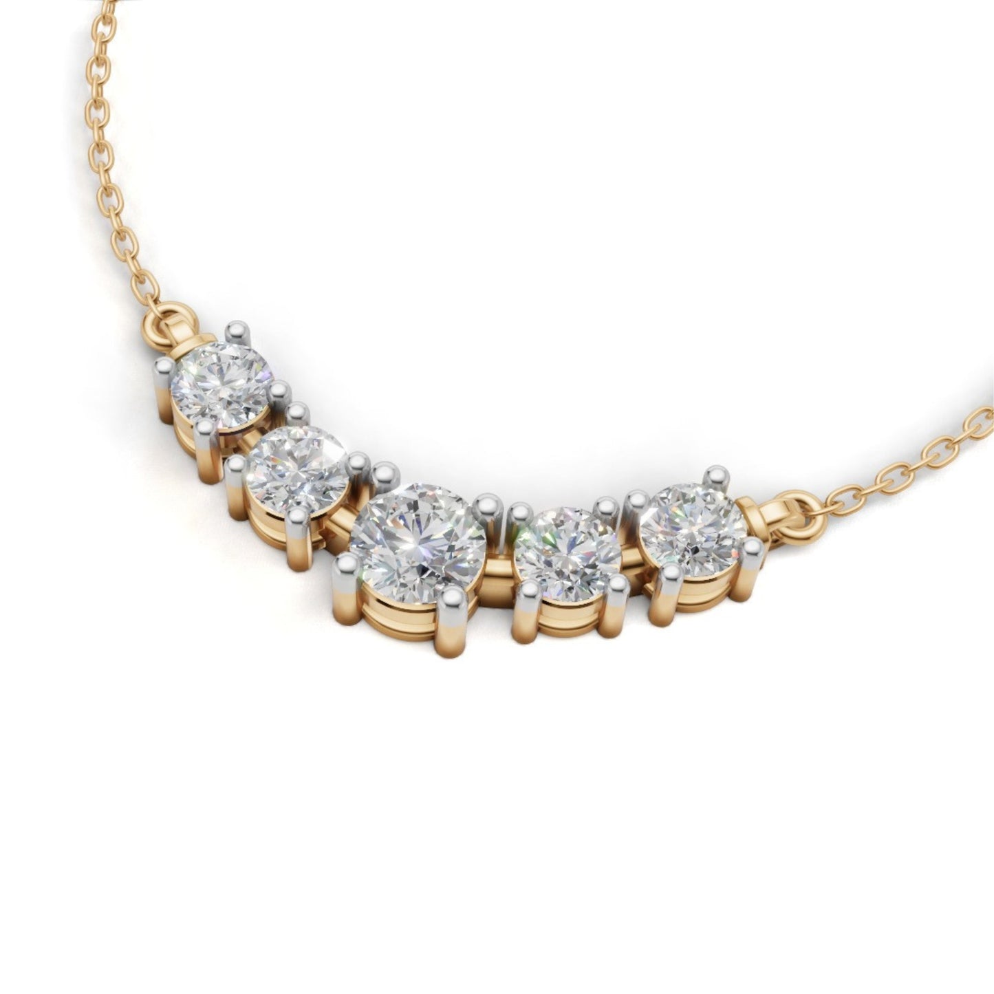 Round Cluster Diamond Necklace Yellow Gold