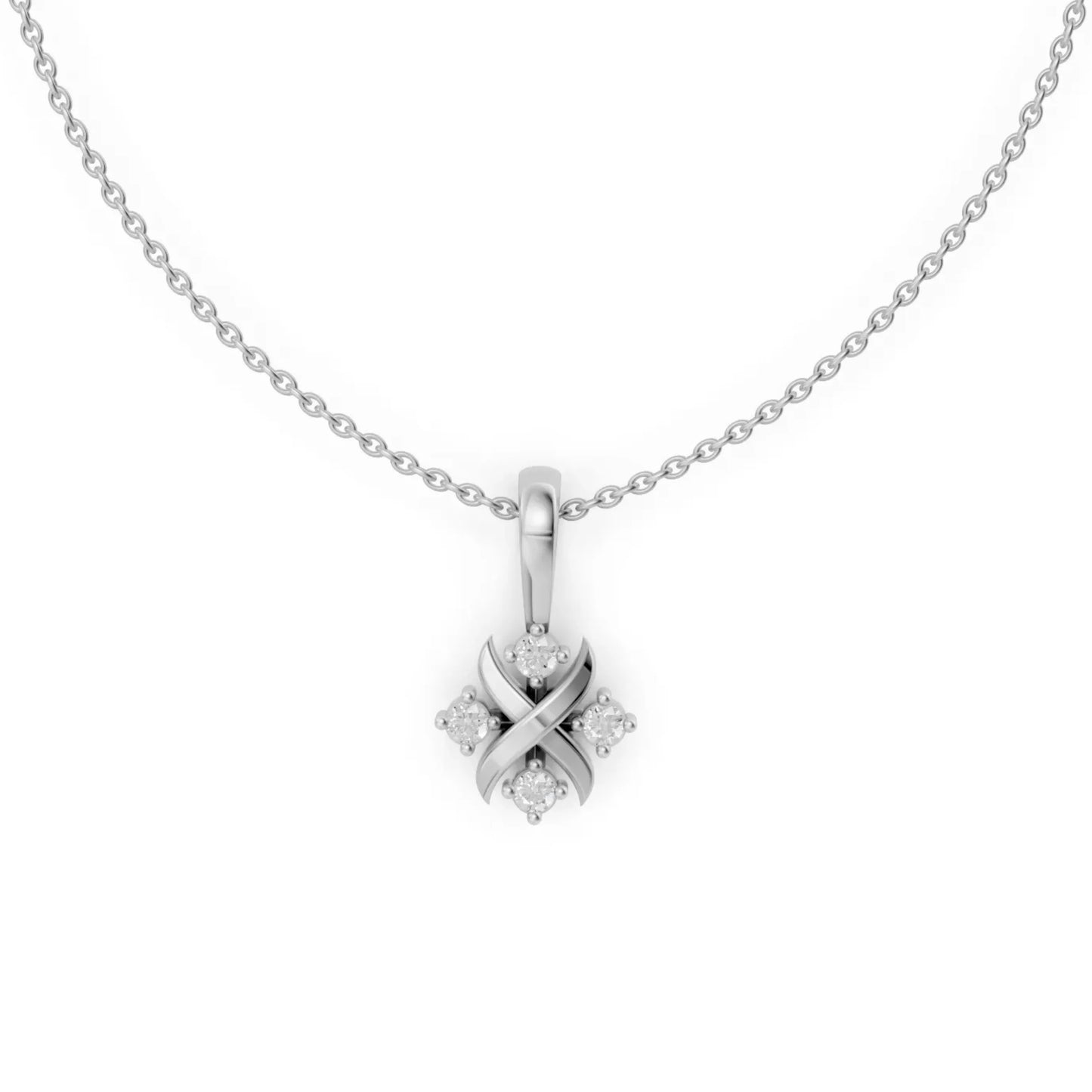 Cross Cluster Pendant White Gold