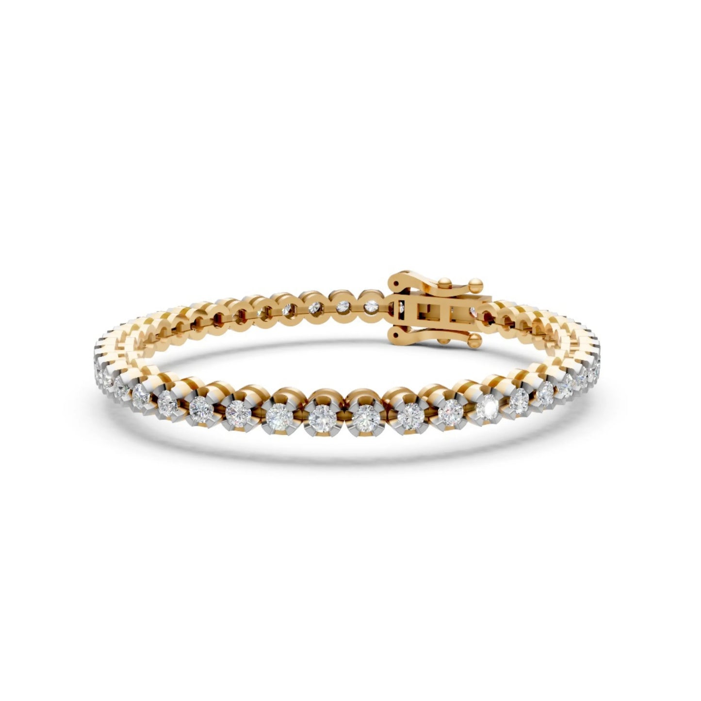 Round Diamond Tennis Bracelet Yellow Gold