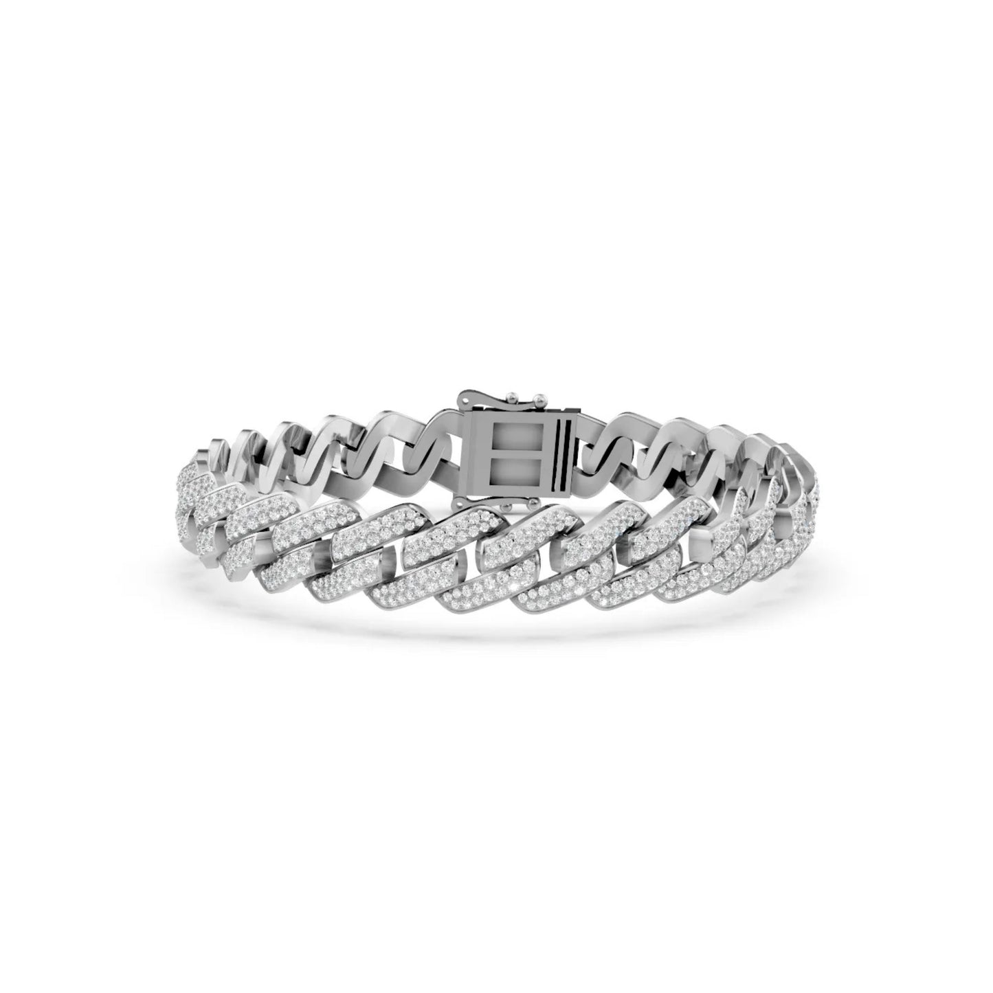 Cuban Link Lab-Grown Diamond Bracelet White Gold