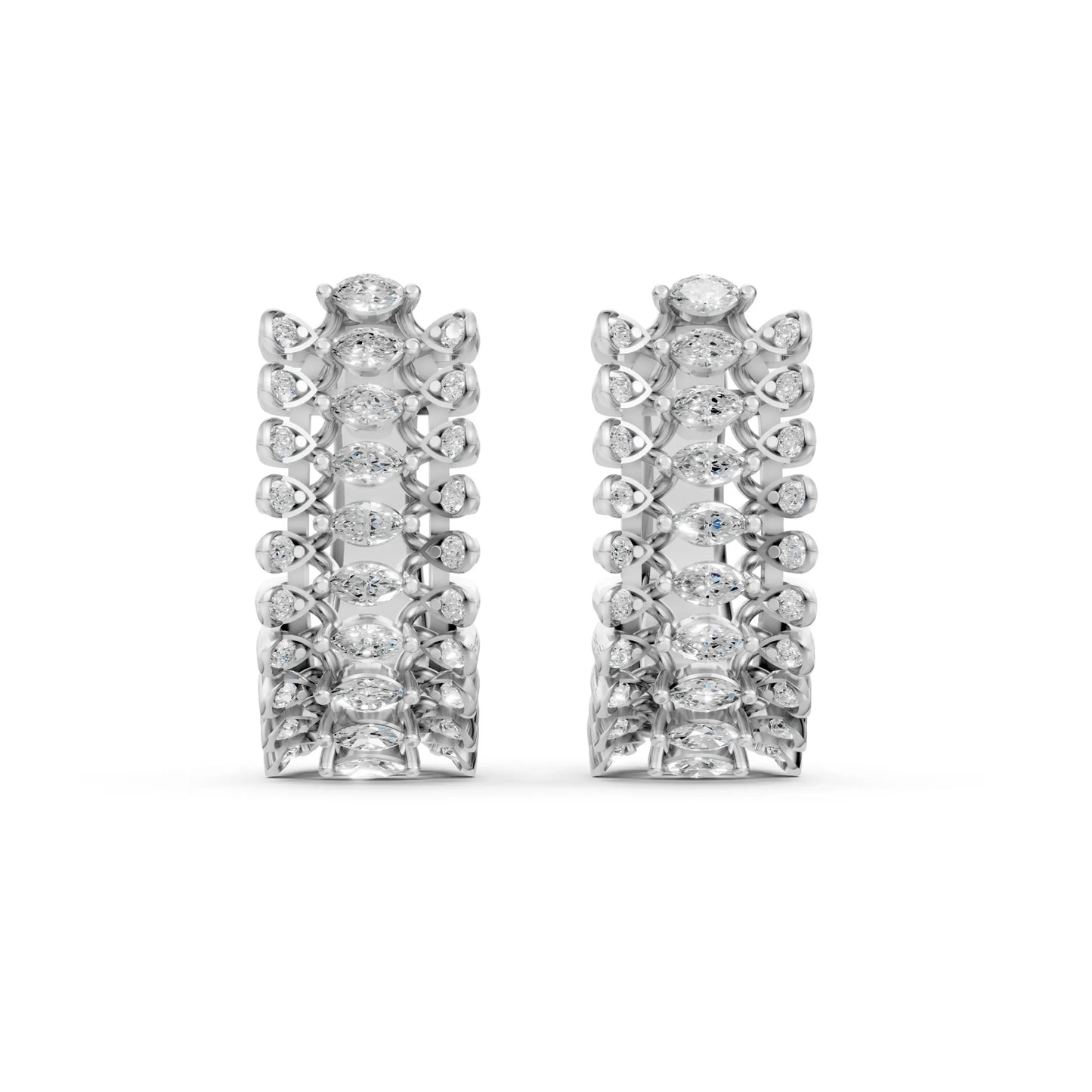 Marquise Half Hoop Earrings White Gold