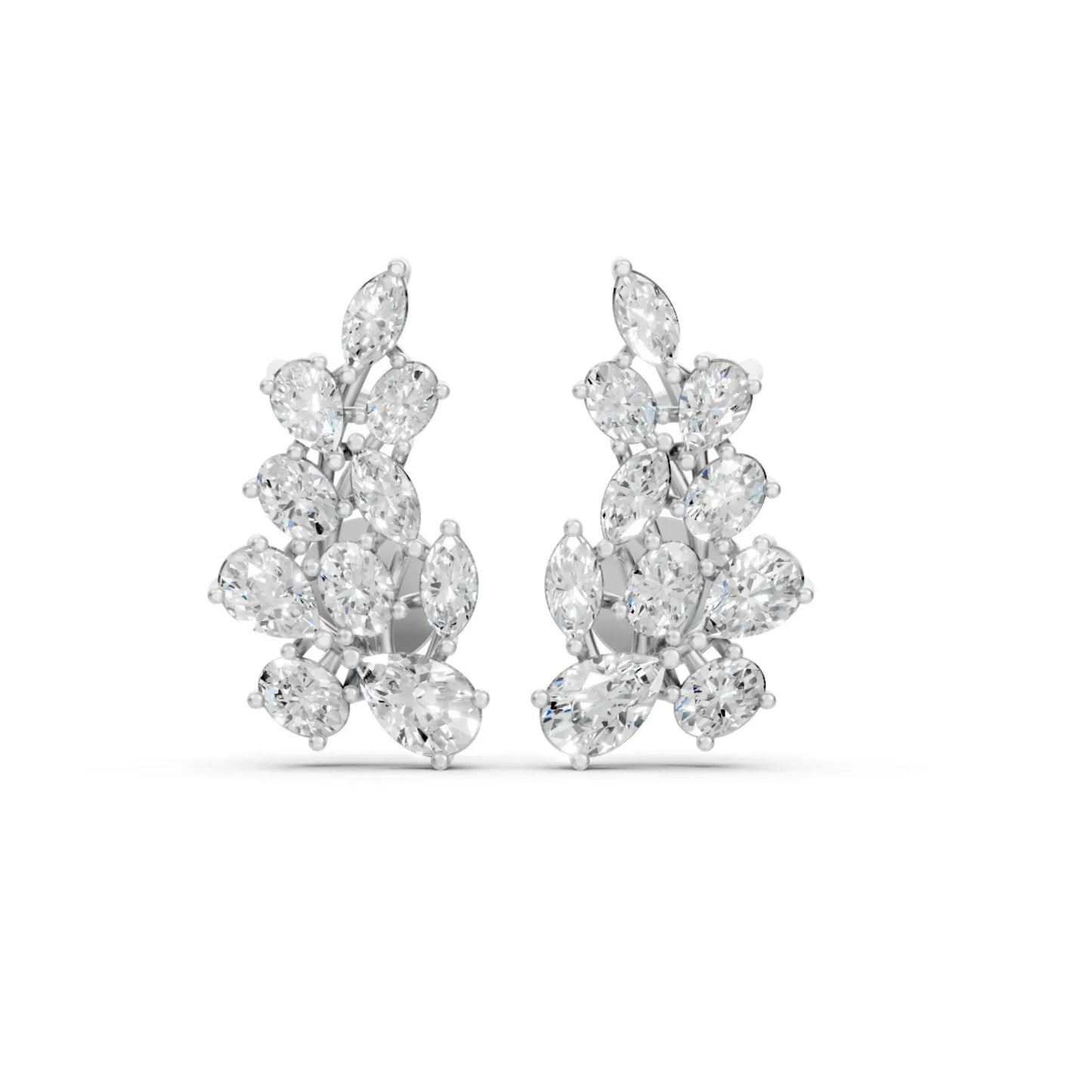 Pear-Marquise Cluster Earrings White Gold
