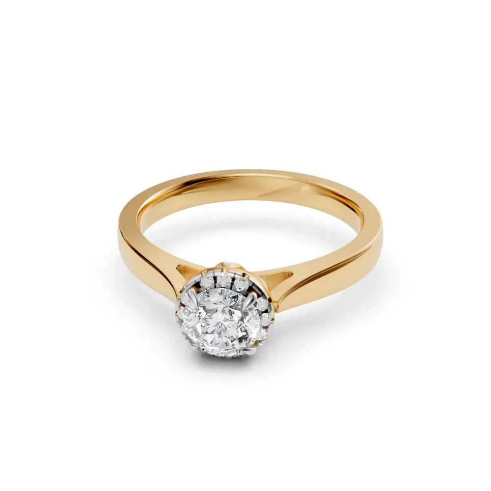 Hidden Heart Round Solitaire Ring Yellow Gold
