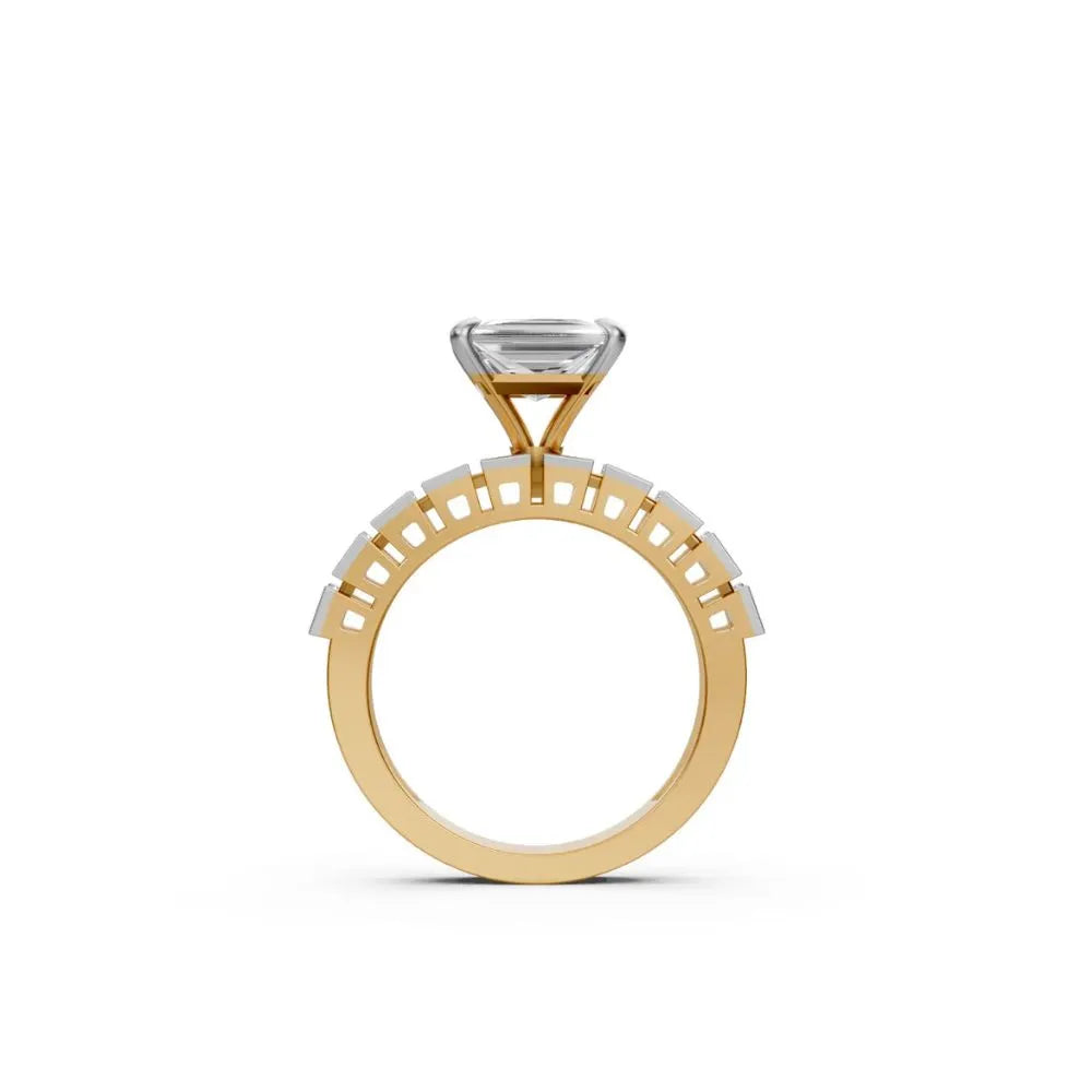 Radiant Edge Princess Cut Ring Yellow Gold