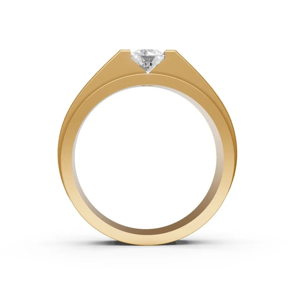 Men’s Princess Cut Diamond Ring with Bold Bezel Setting Yellow Gold