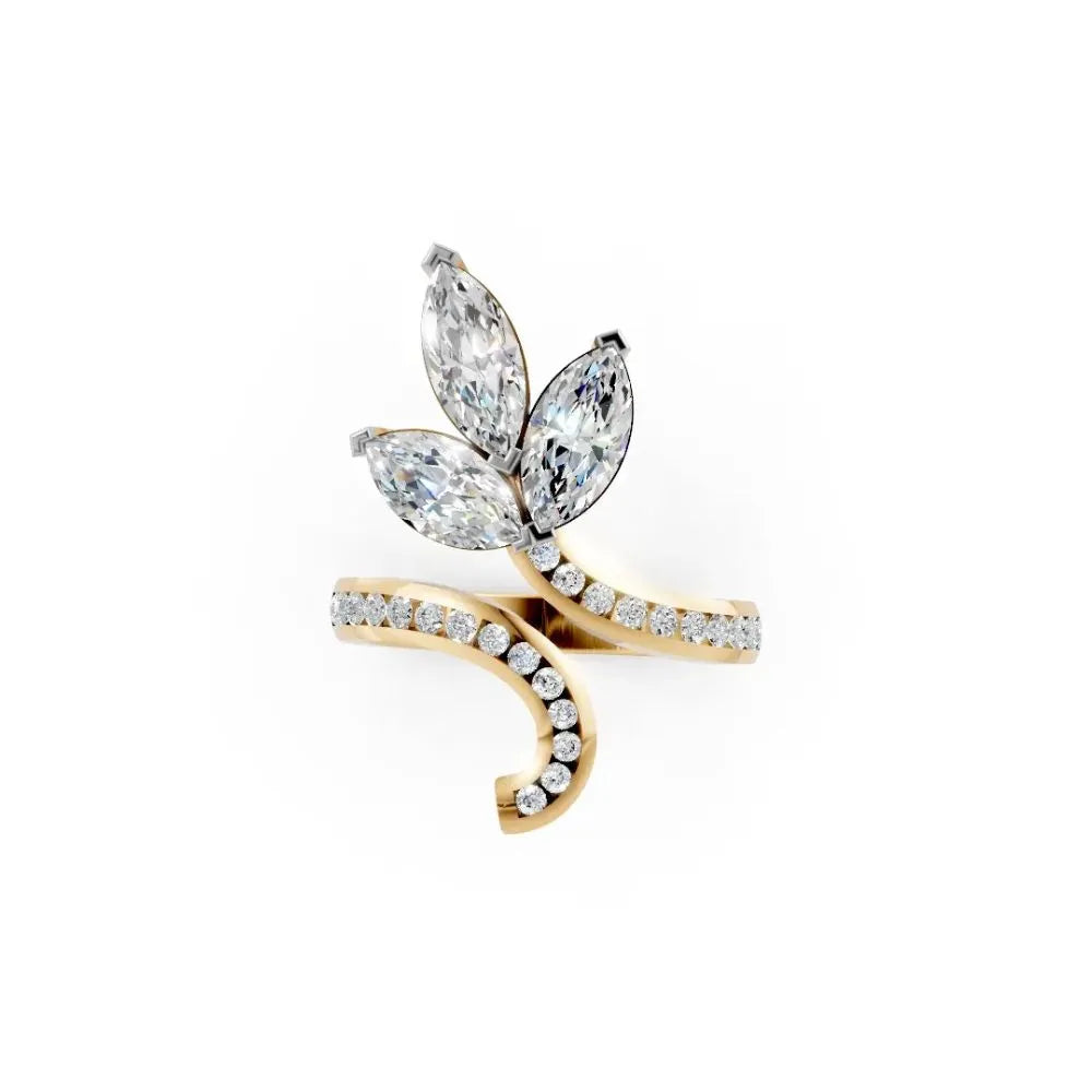 NatureWhirl Leaf Diamond Ring Yellow Gold