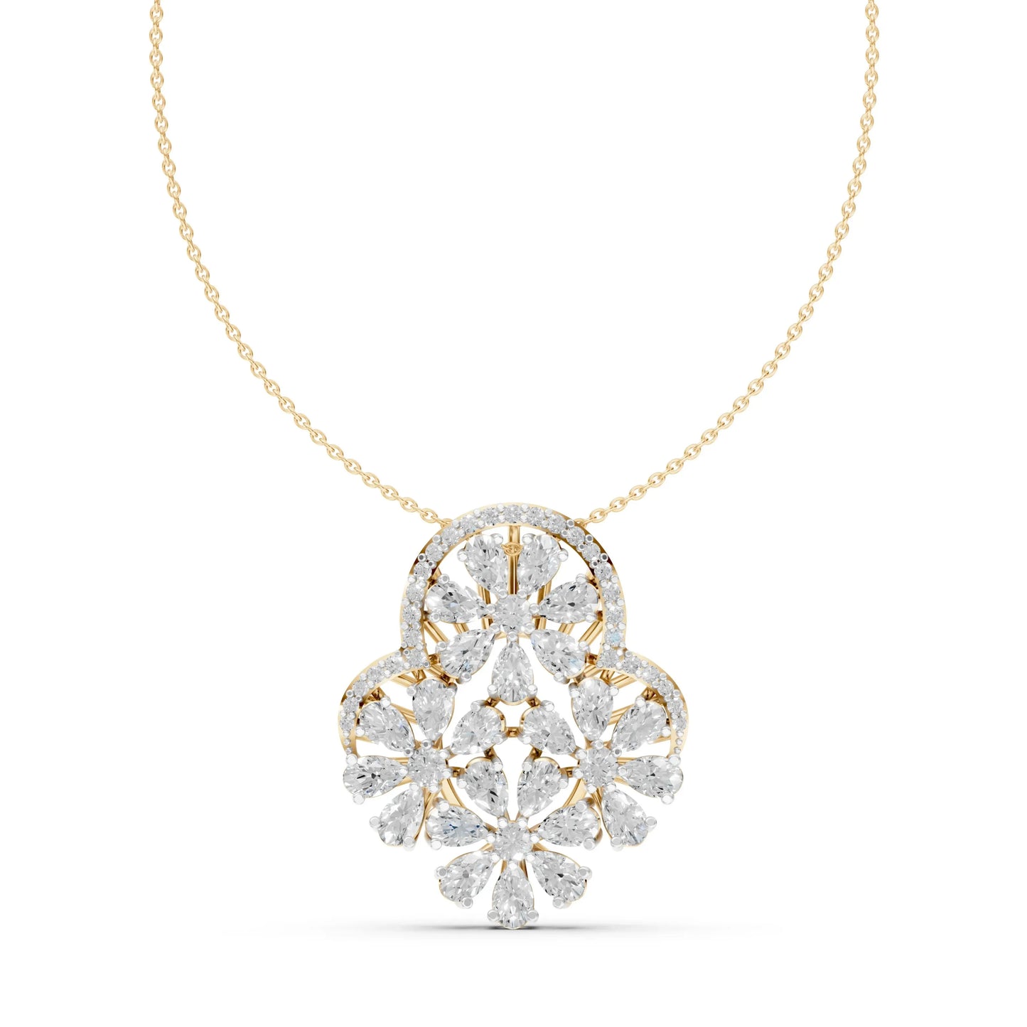 Floral Cluster Pendant Yellow Gold