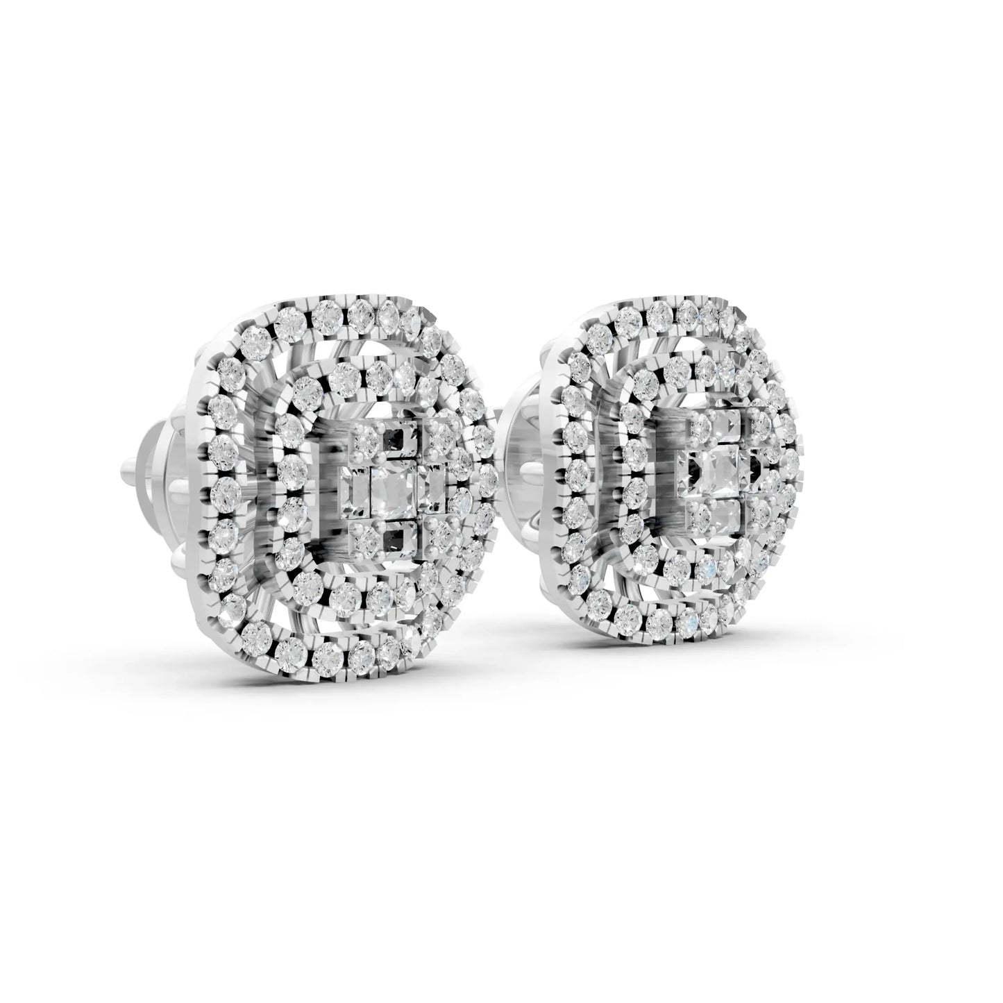 Vintage-Inspired Diamond Stud Earrings White Gold