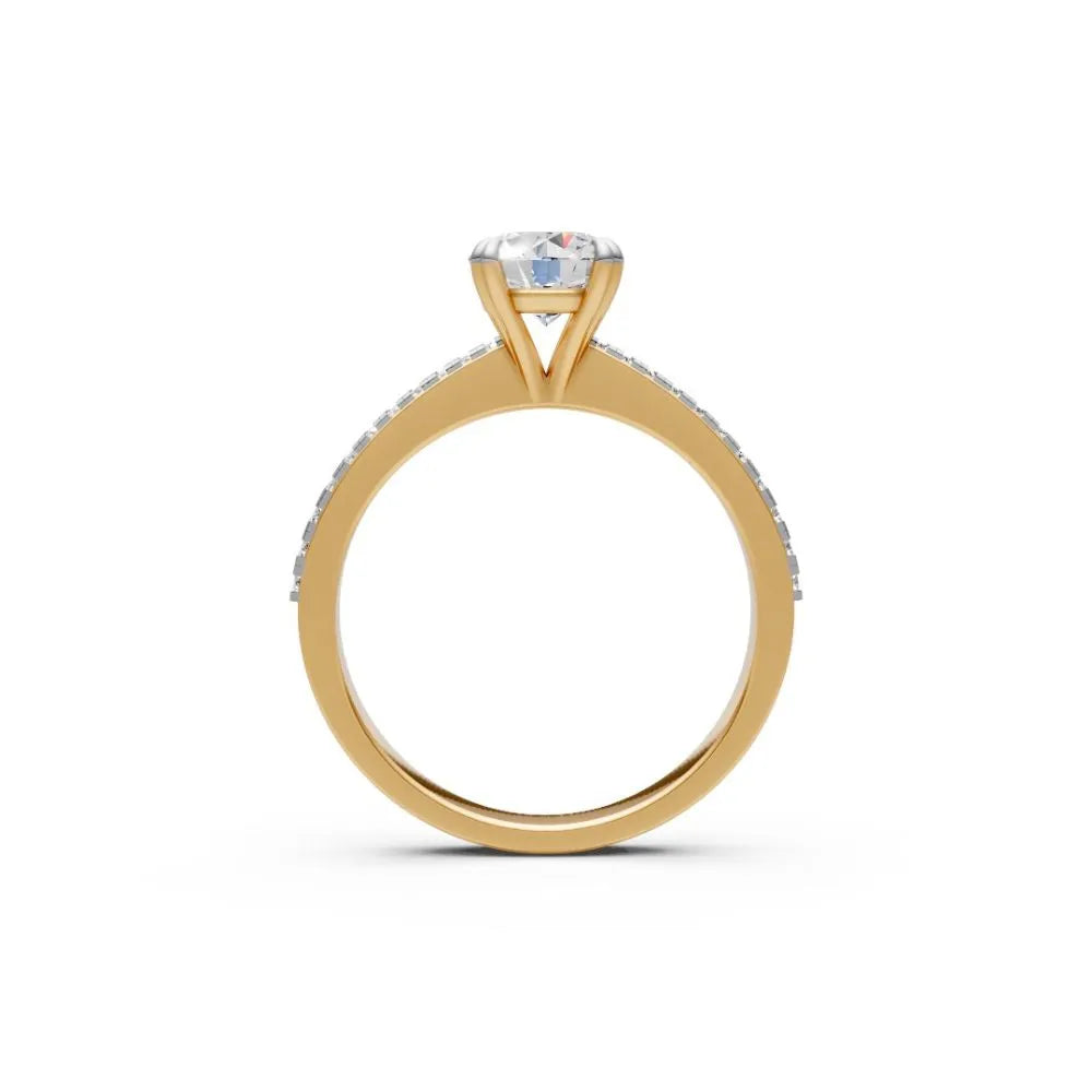 DoubleRow Sparkle Solitaire Ring Yellow Gold
