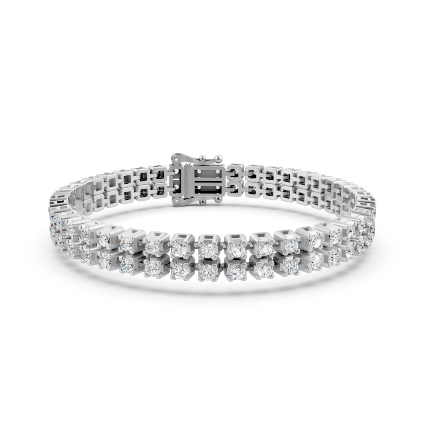 Double Row Diamond Tennis Bracelet White Gold