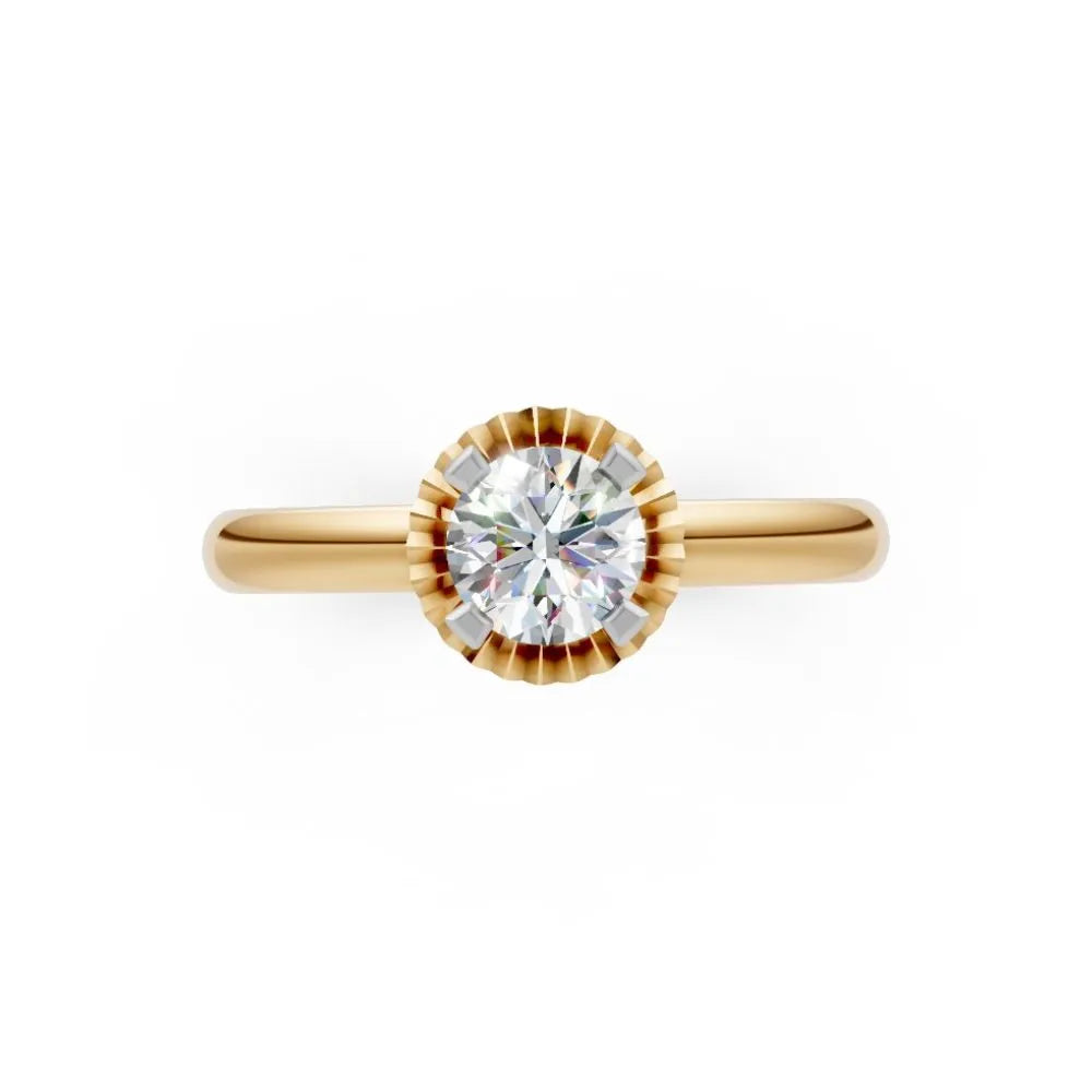 Pleated Grace Solitaire Ring Yellow Gold