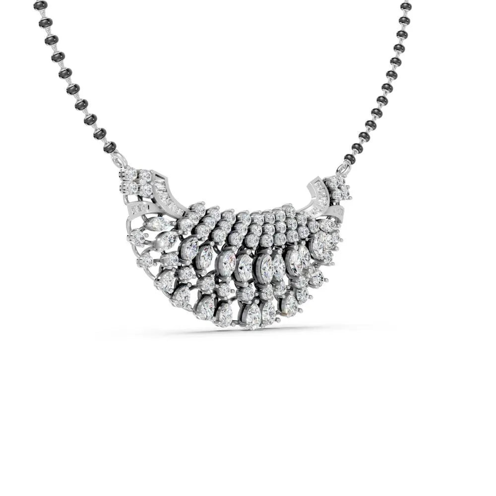 Statement Diamond Mangalsutra with Marquise & Round Accents White Gold