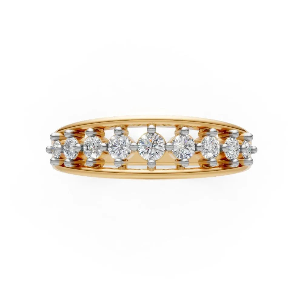 Vintage Filigree Diamond Band Yellow Gold