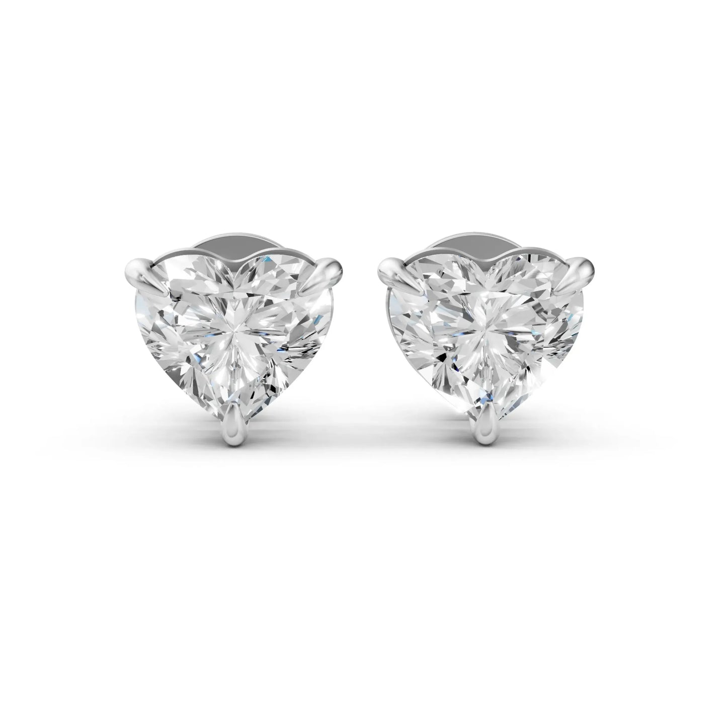 Heart-Shaped Diamond Stud Earrings White Gold
