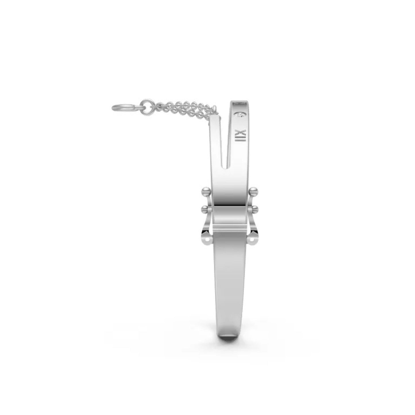 Roman Numeral Diamond Bangle White Gold