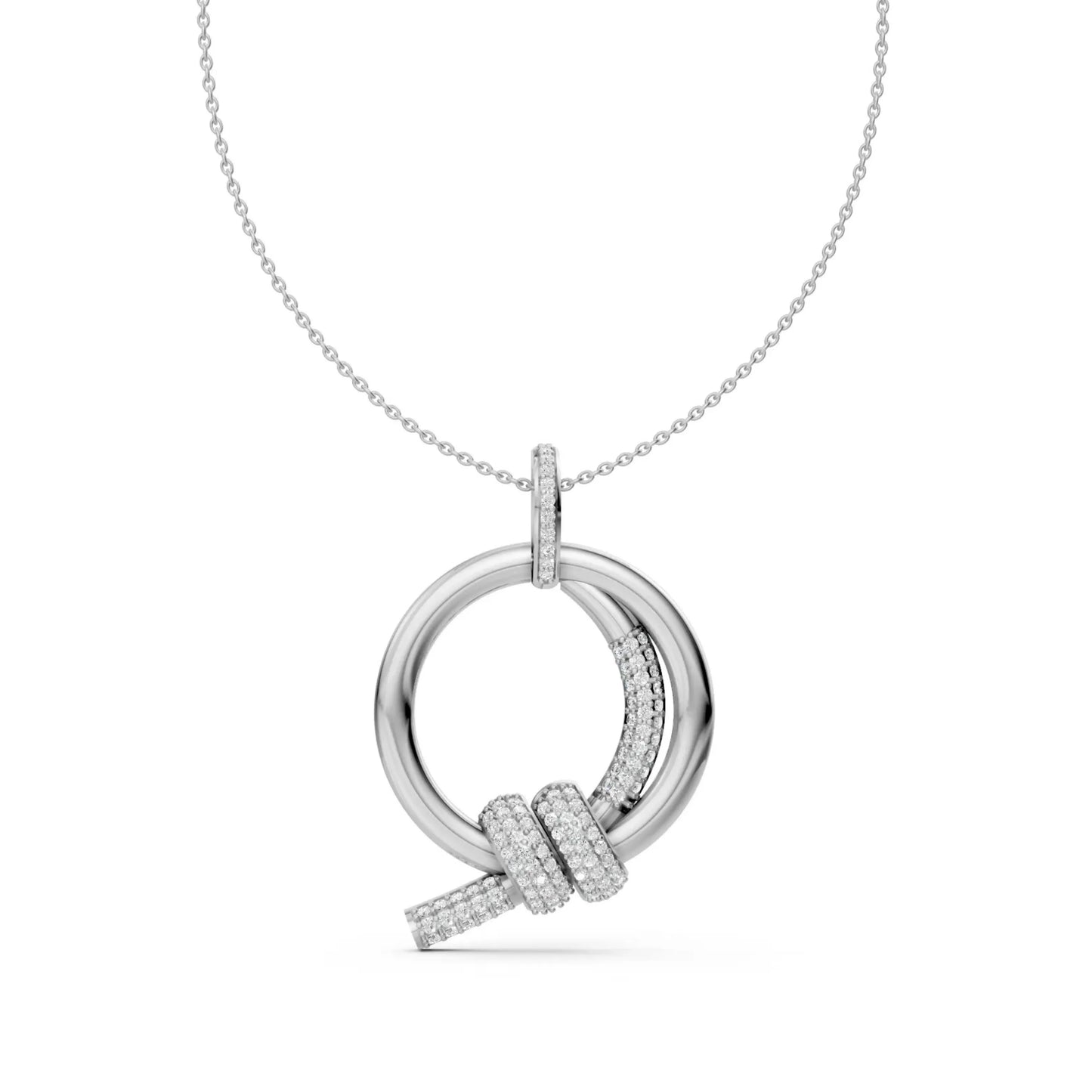 Circle Knot Diamond Pendant White Gold