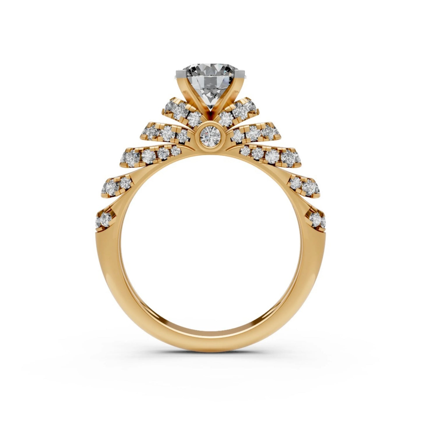 LuxeCrown Multi-Band Solitaire Ring Yellow Gold 
