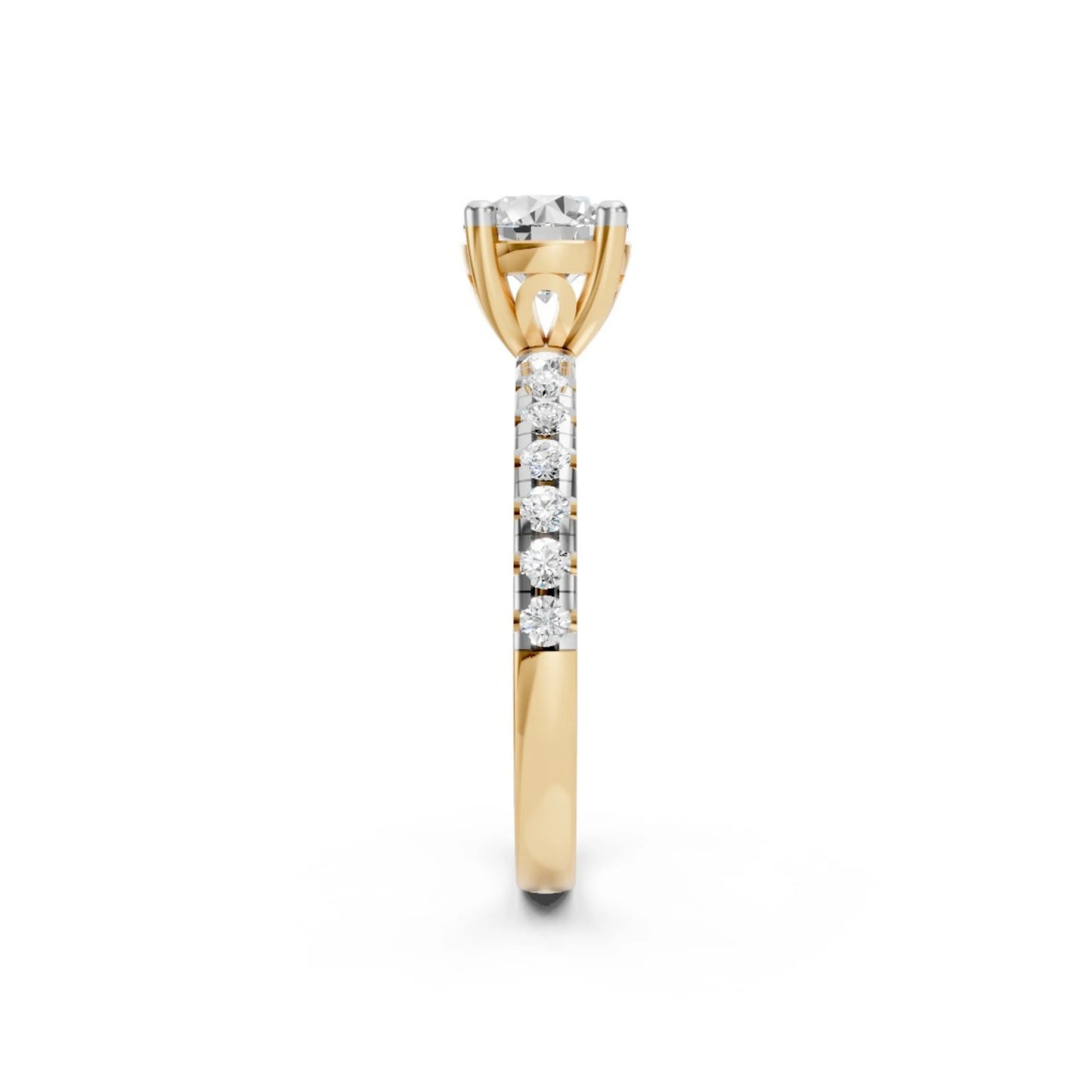 ClassicGleam Solitaire Pavé Ring Yellow Gold