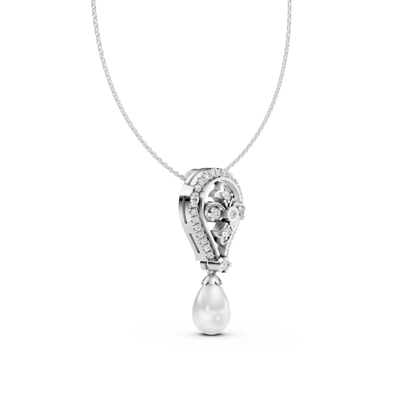 Teardrop Pearl Pendant White Gold