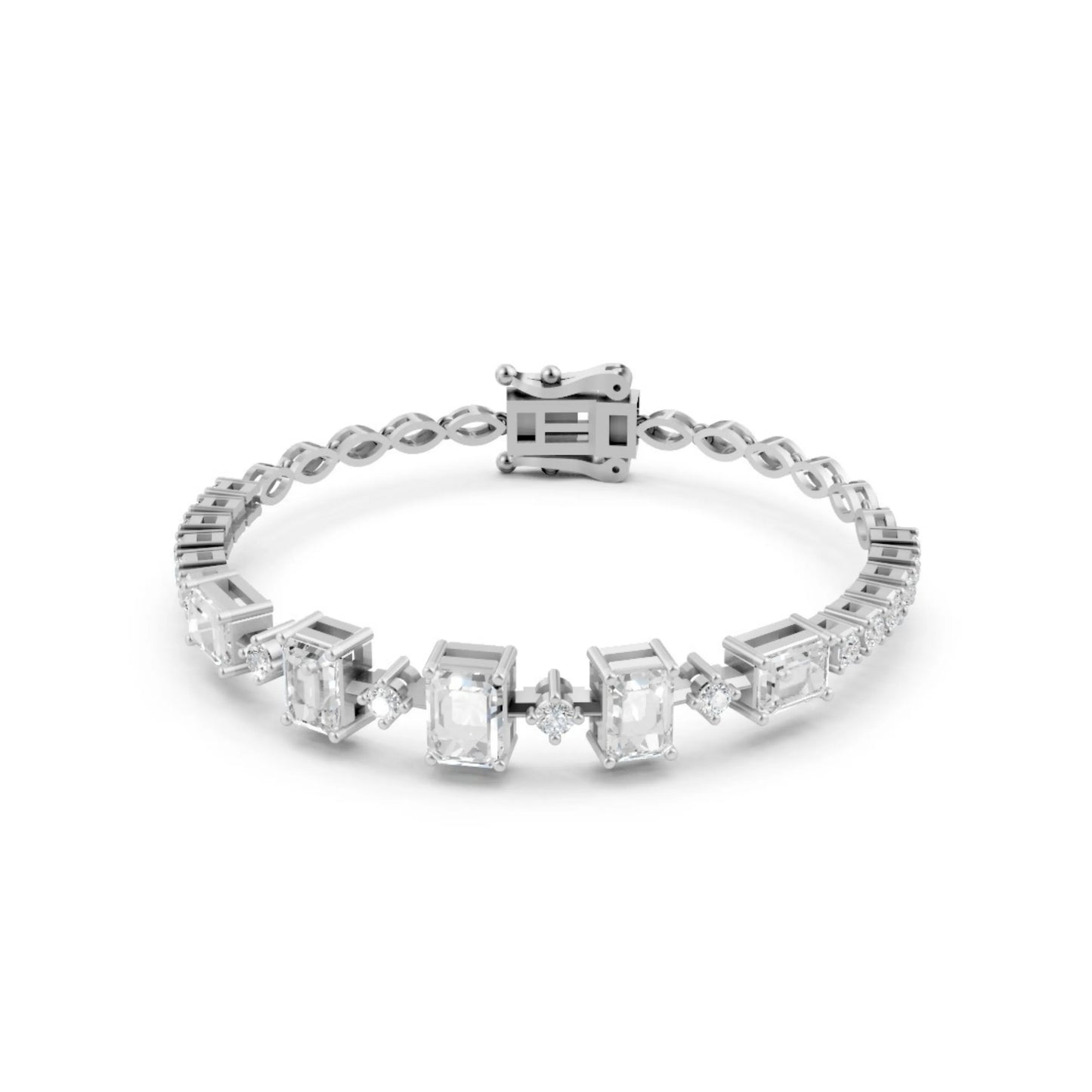 Emerald-Cut Diamond Bracelet White Gold