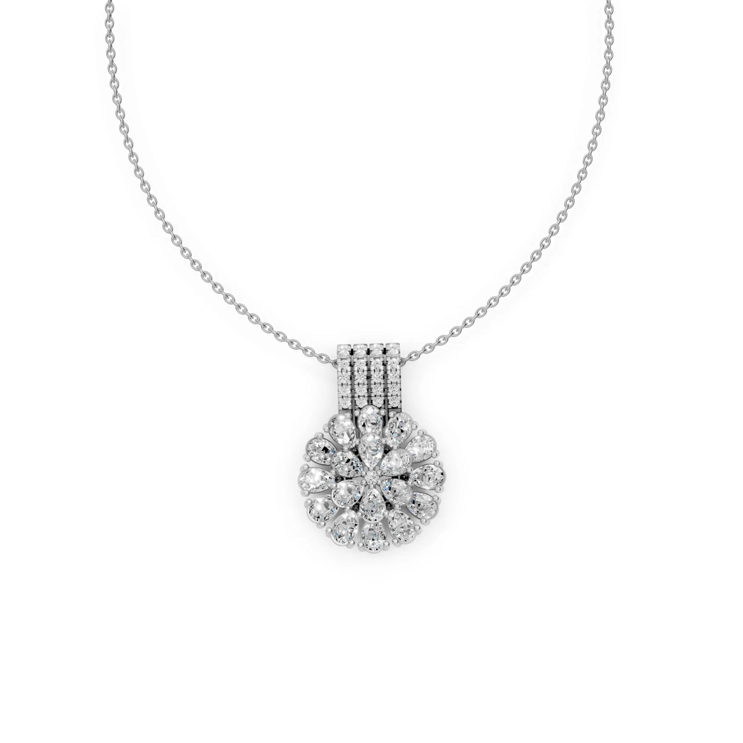 Pear Cluster Pendant White Gold