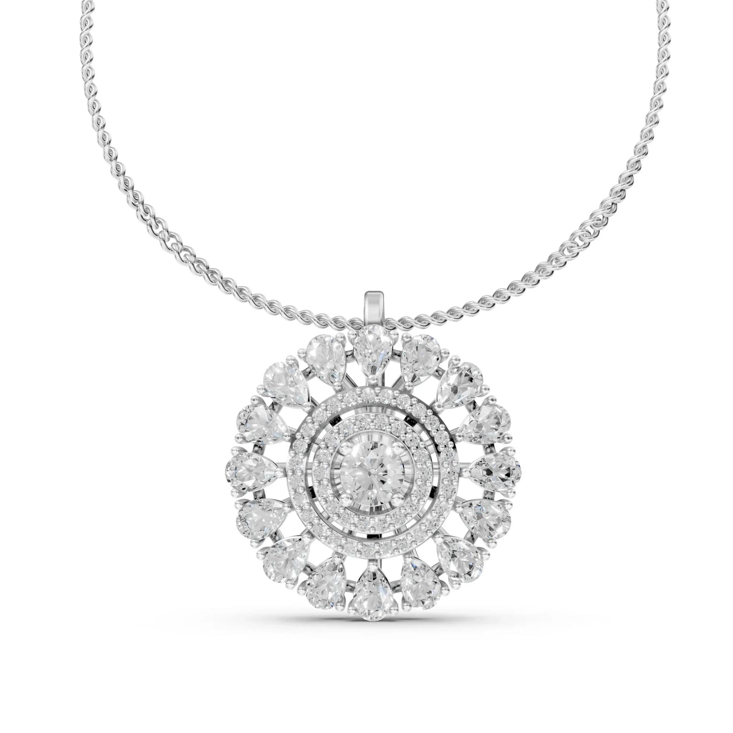Grand Halo Pendant White Gold